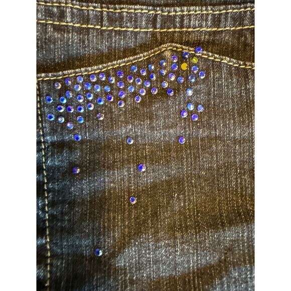 Cos Jeans 8P Bootcut Dark Wash Rhinestone Pocket Denim Y2K Bling - Picture 7 of 8
